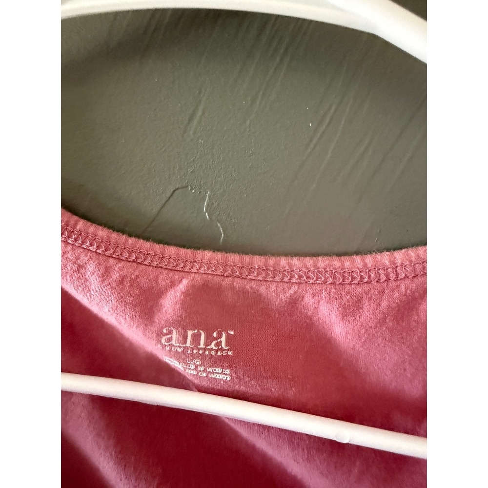 ana 2010s Pink Sequin V-Neck Cotton Tank Top Sleeveless Shirt‎ Large - Picture 6 of 8
